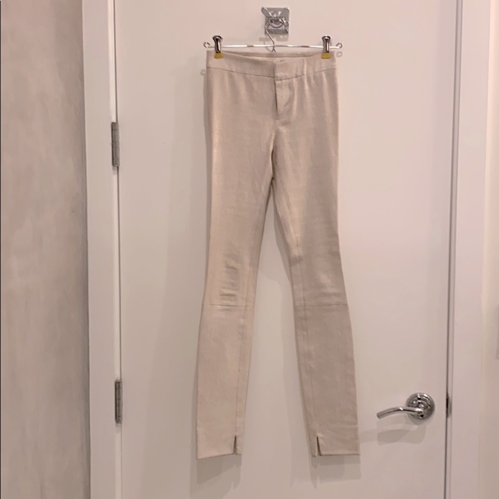 J Brand Cream Slim Straight Pants